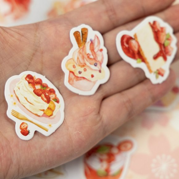 46pcs Strawberry Dessert Stickers, Journal/Notebook Die Cut Stickers - Picture 2 of 3